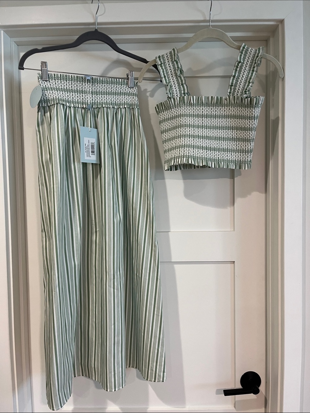 Hill House Delphine Skirt and Azalea Top Set - Apple Green Variegated Stripe XS - Picture 3 of 9